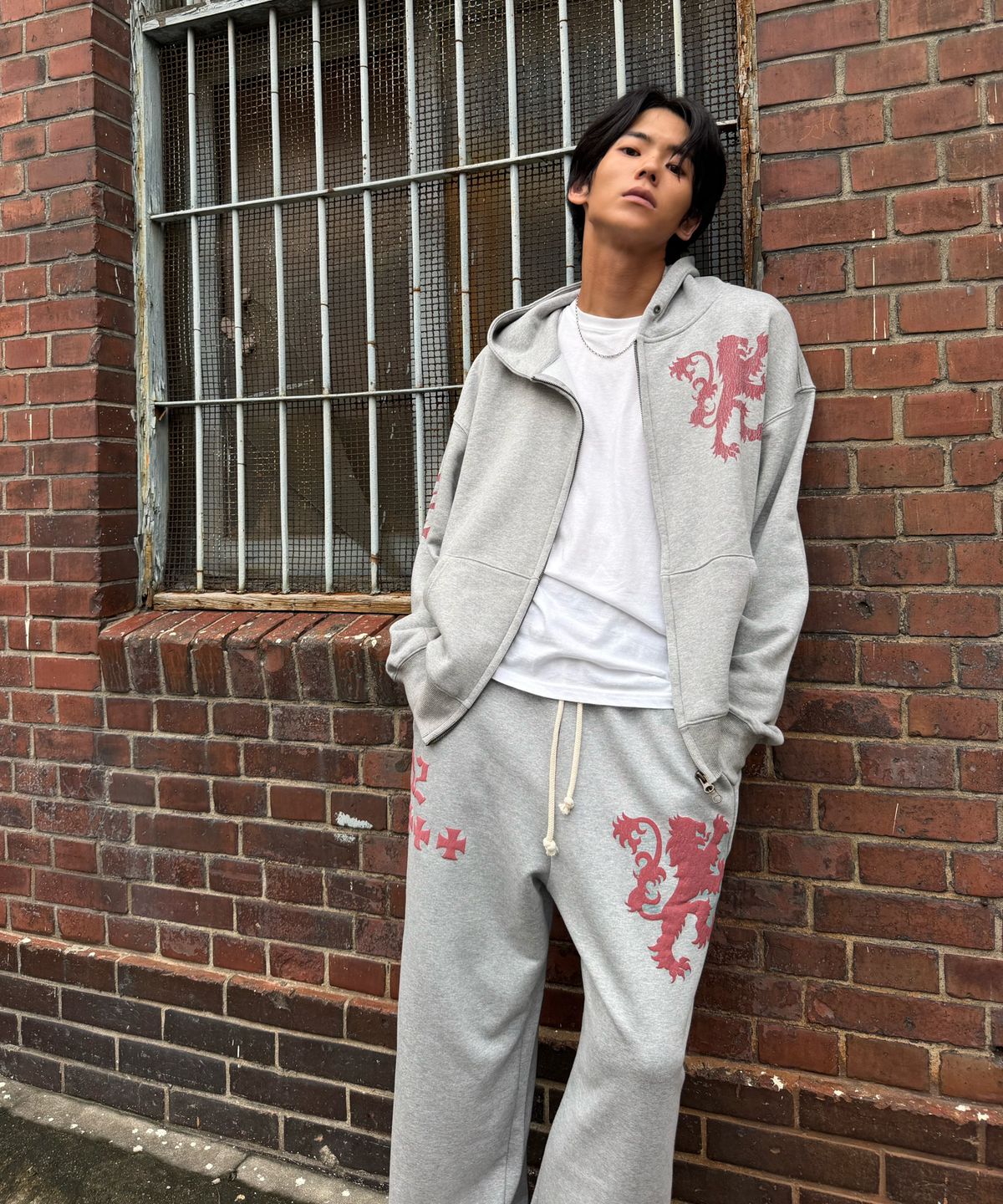 아모우(AMOU) Lion Hoodie Zip-up GRAY
