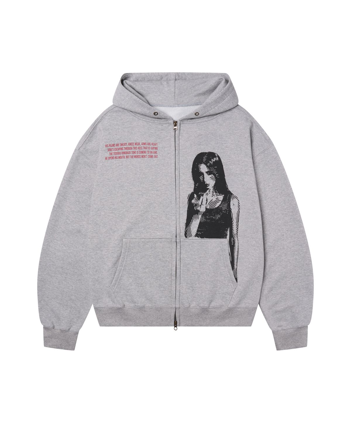 아모우(AMOU) Call back Hoodie Zip-up WHITE GRAY