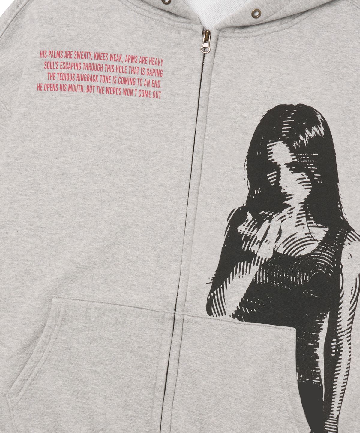 아모우(AMOU) Call back Hoodie Zip-up WHITE GRAY