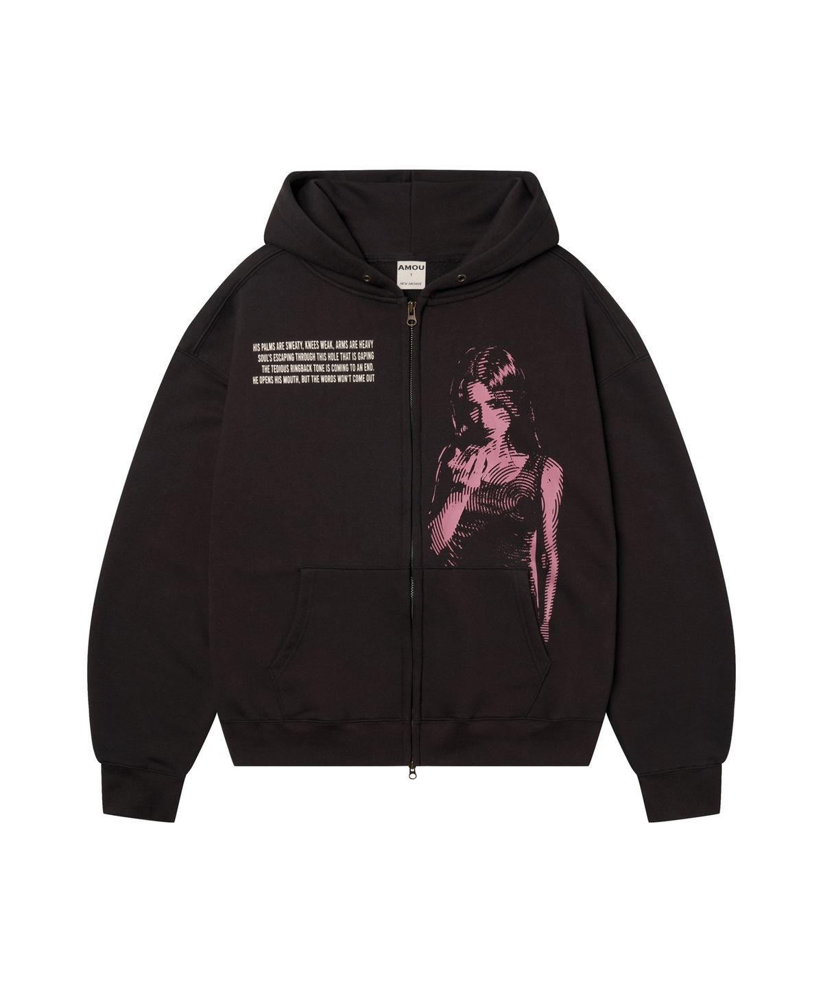 아모우(AMOU) Call back Hoodie Zip-up BLACK