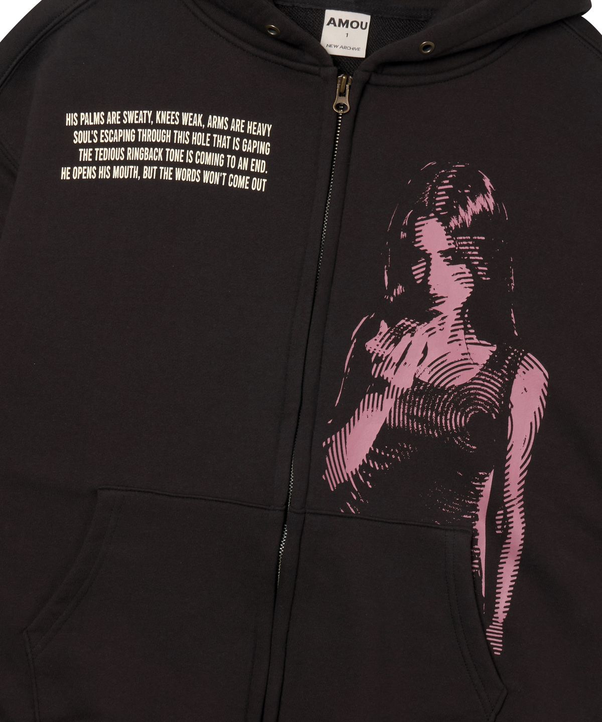 아모우(AMOU) Call back Hoodie Zip-up BLACK