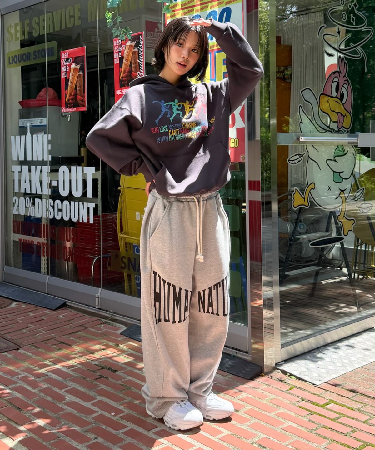 아모우(AMOU) Human nature Sweat pants GRAY