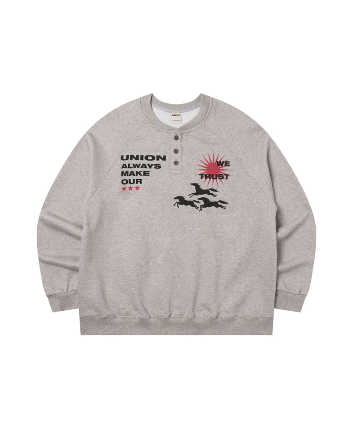 아모우(AMOU) Sun Hosre Henley neck GRAY