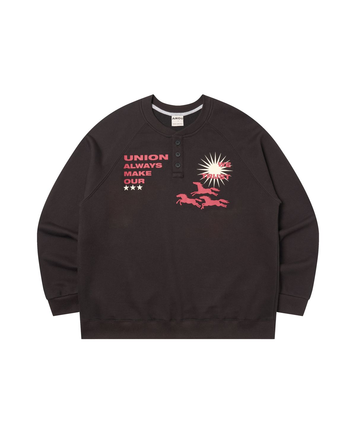 아모우(AMOU) Sun Hosre Henley neck BLACK