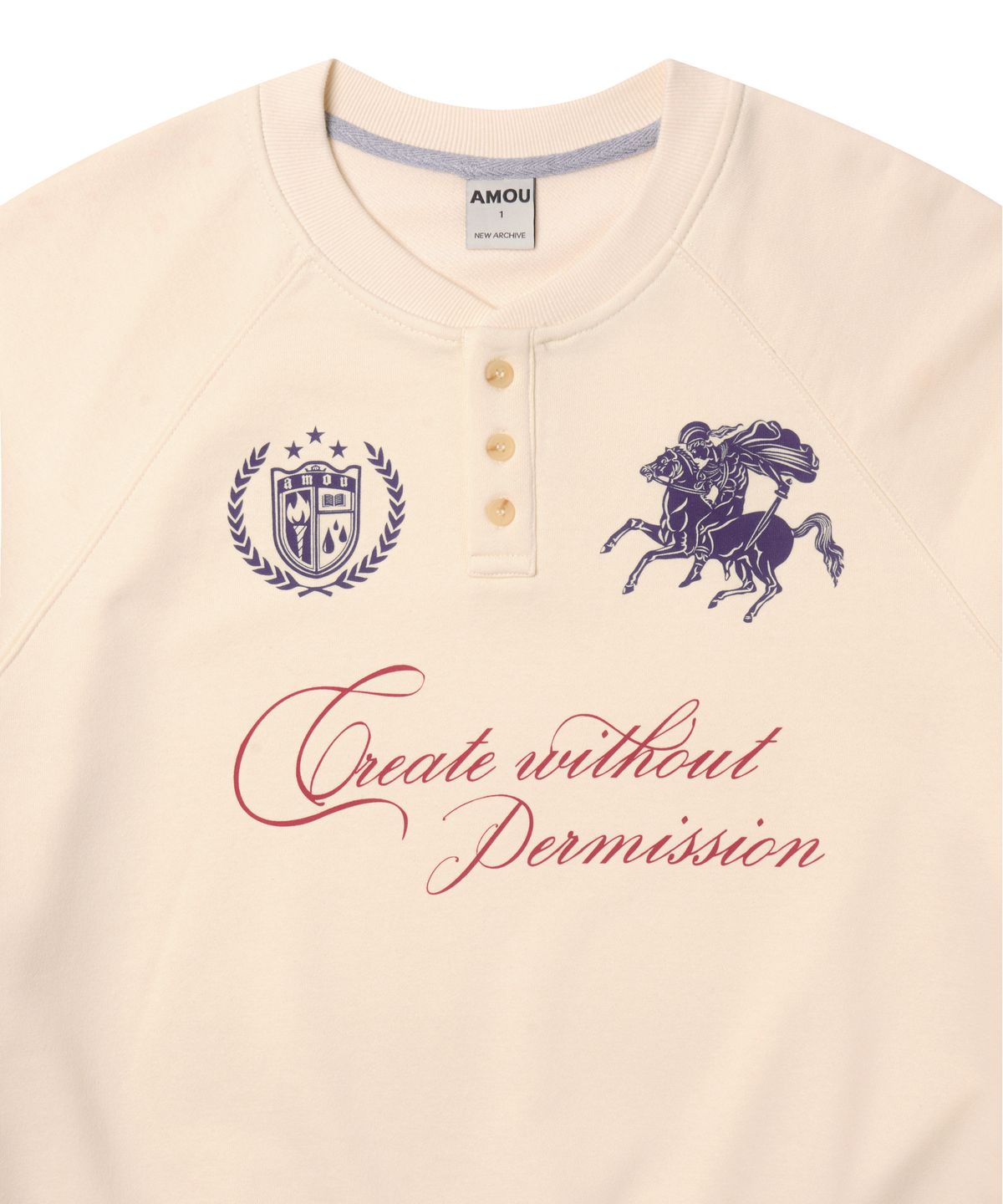 아모우(AMOU) Knight Henley neck CREAM