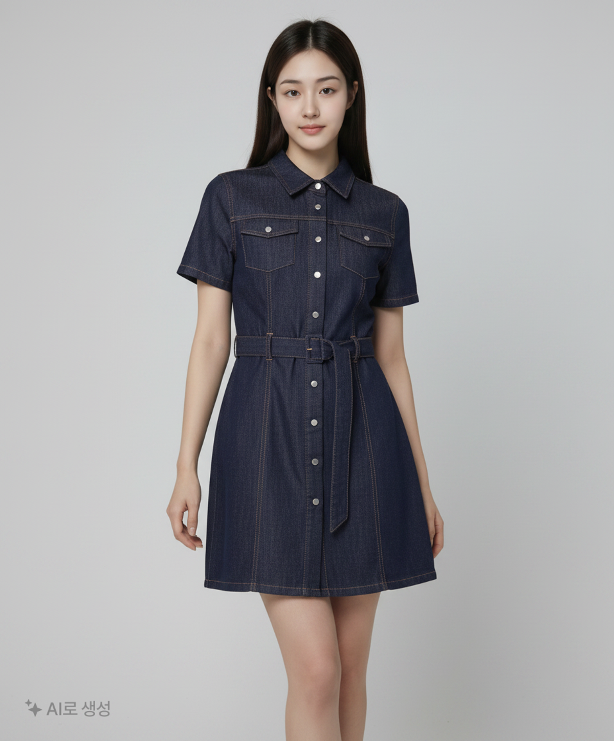 게스(GUESS) 원워시 벨티드 데님 원피스 S