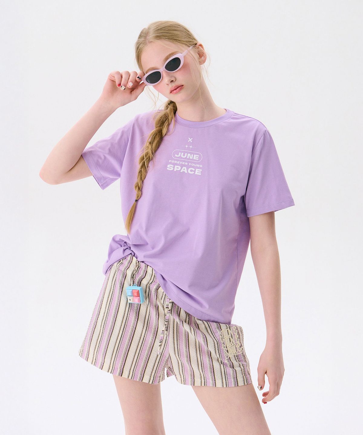 준준스페이스(JUNEJUNE SPACE) Colorful Basic T-shirts_Purple(다채로운 기본 티셔츠_퍼플)