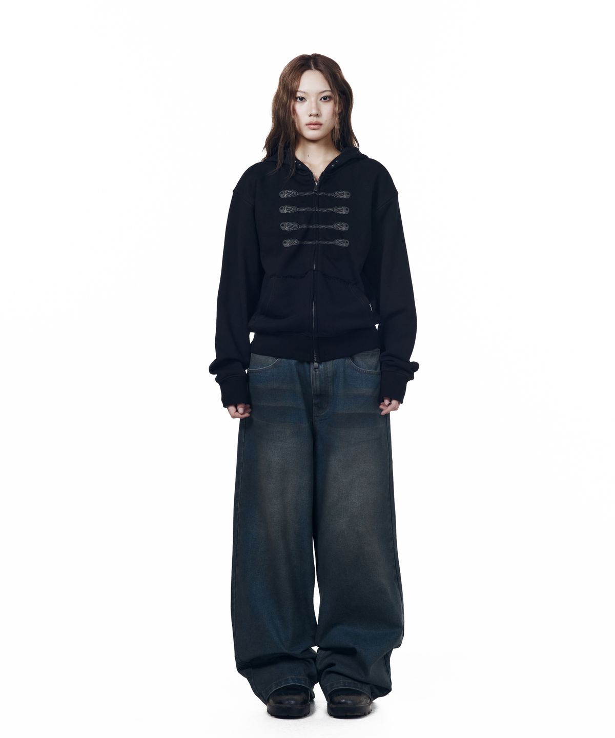 아캄(AAKAM) Dirty Waxed Denim Pants (Blue)