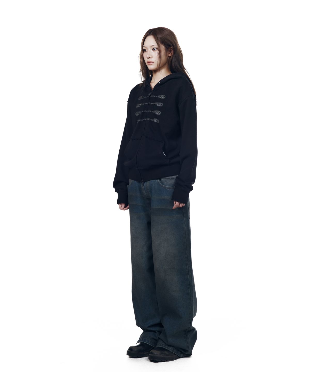 아캄(AAKAM) Dirty Waxed Denim Pants (Blue)