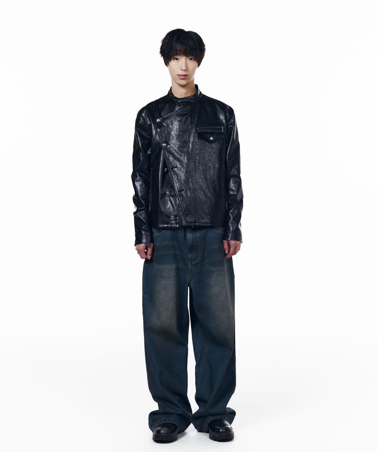 아캄(AAKAM) Dirty Waxed Denim Pants (Blue)