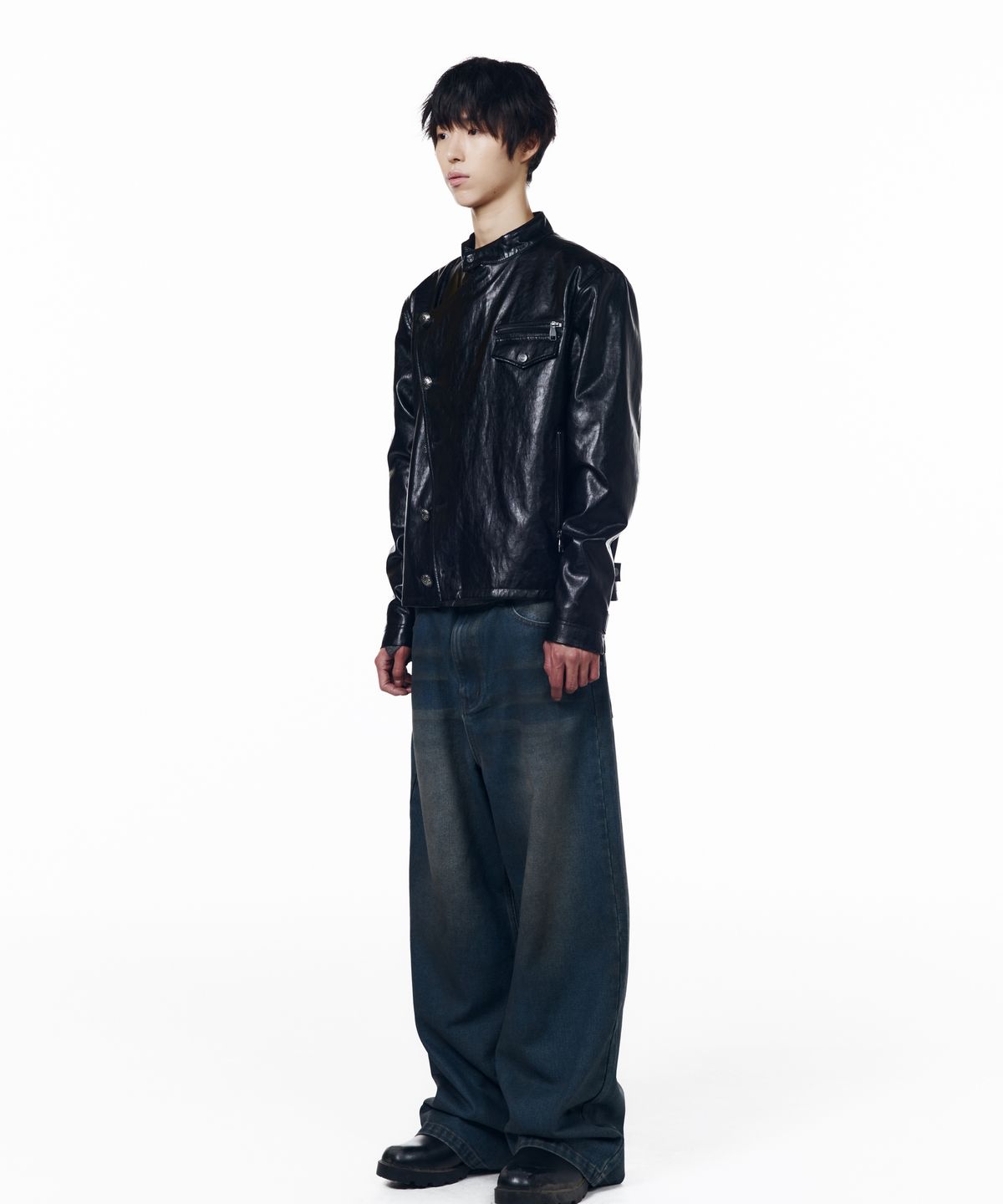 아캄(AAKAM) Dirty Waxed Denim Pants (Blue)
