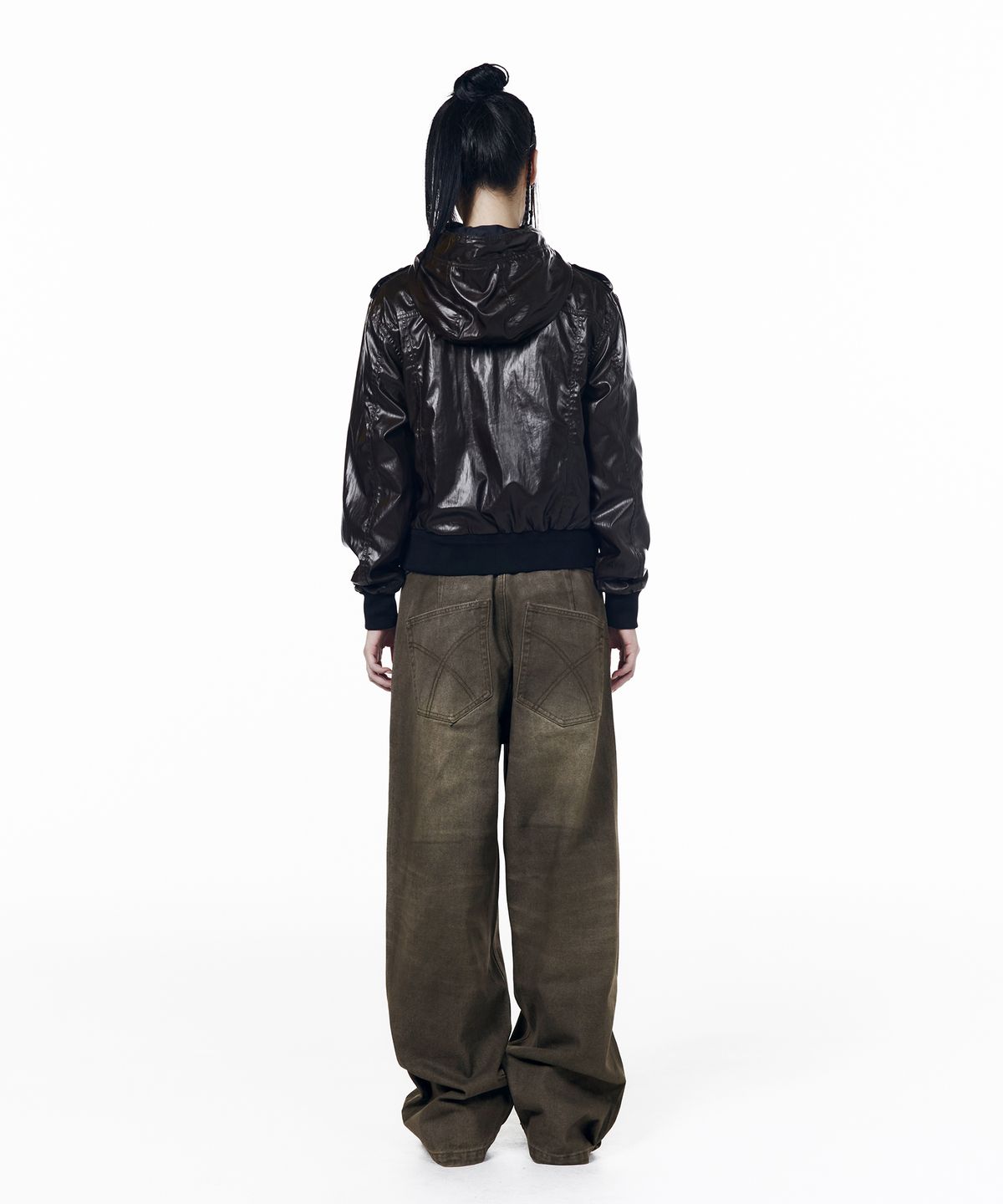 아캄(AAKAM) Dirty Waxed Denim Pants (Black)