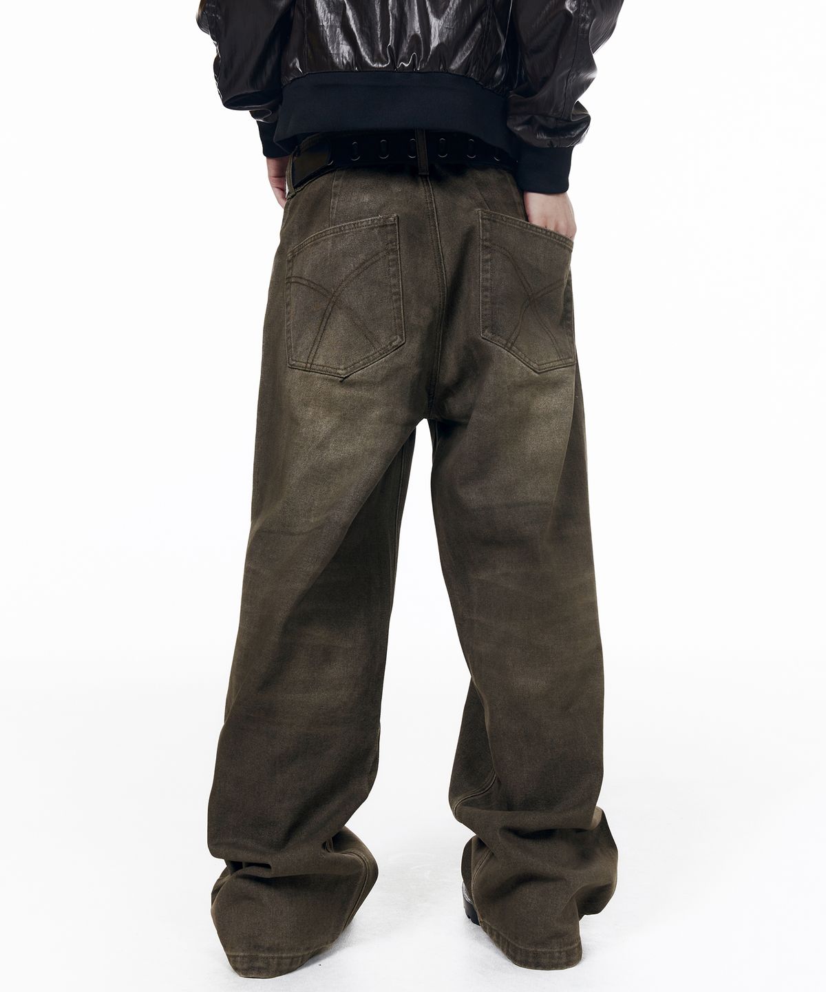 아캄(AAKAM) Dirty Waxed Denim Pants (Black)
