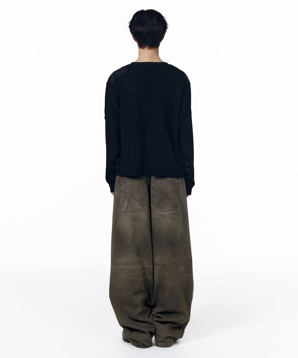 아캄(AAKAM) Dirty Waxed Denim Pants (Black)