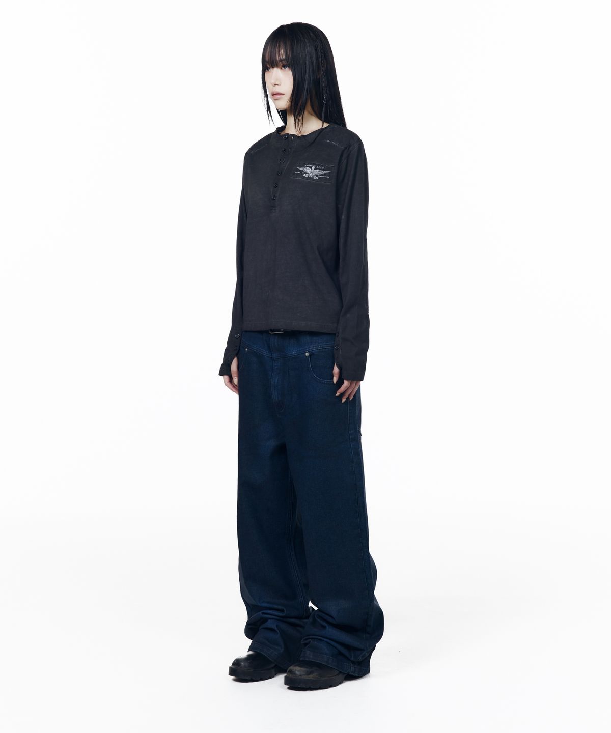 아캄(AAKAM) Glazed Wax Denim Pants (Indigo)