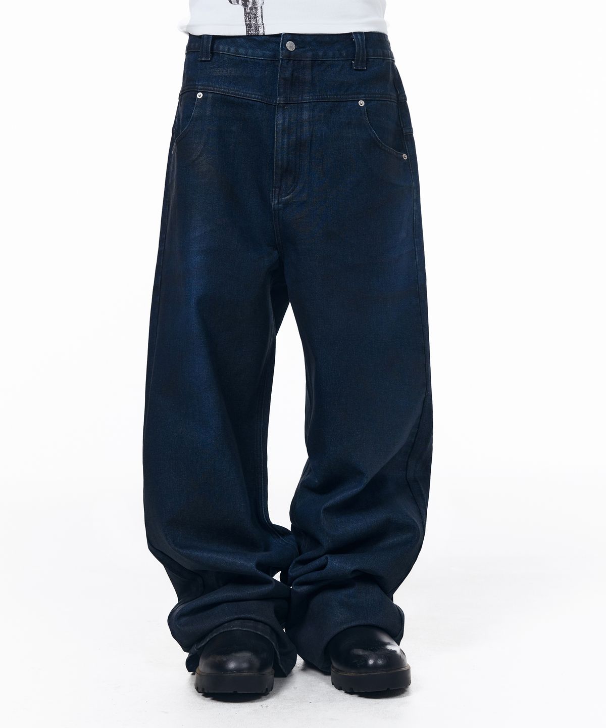 아캄(AAKAM) Glazed Wax Denim Pants (Indigo)