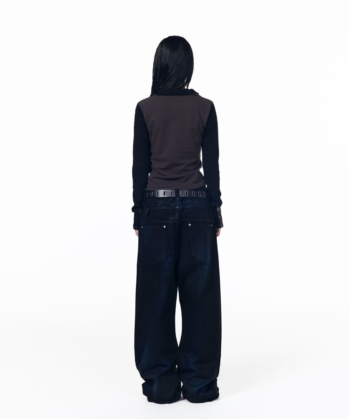 아캄(AAKAM) Glazed Wax Denim Pants (Black)