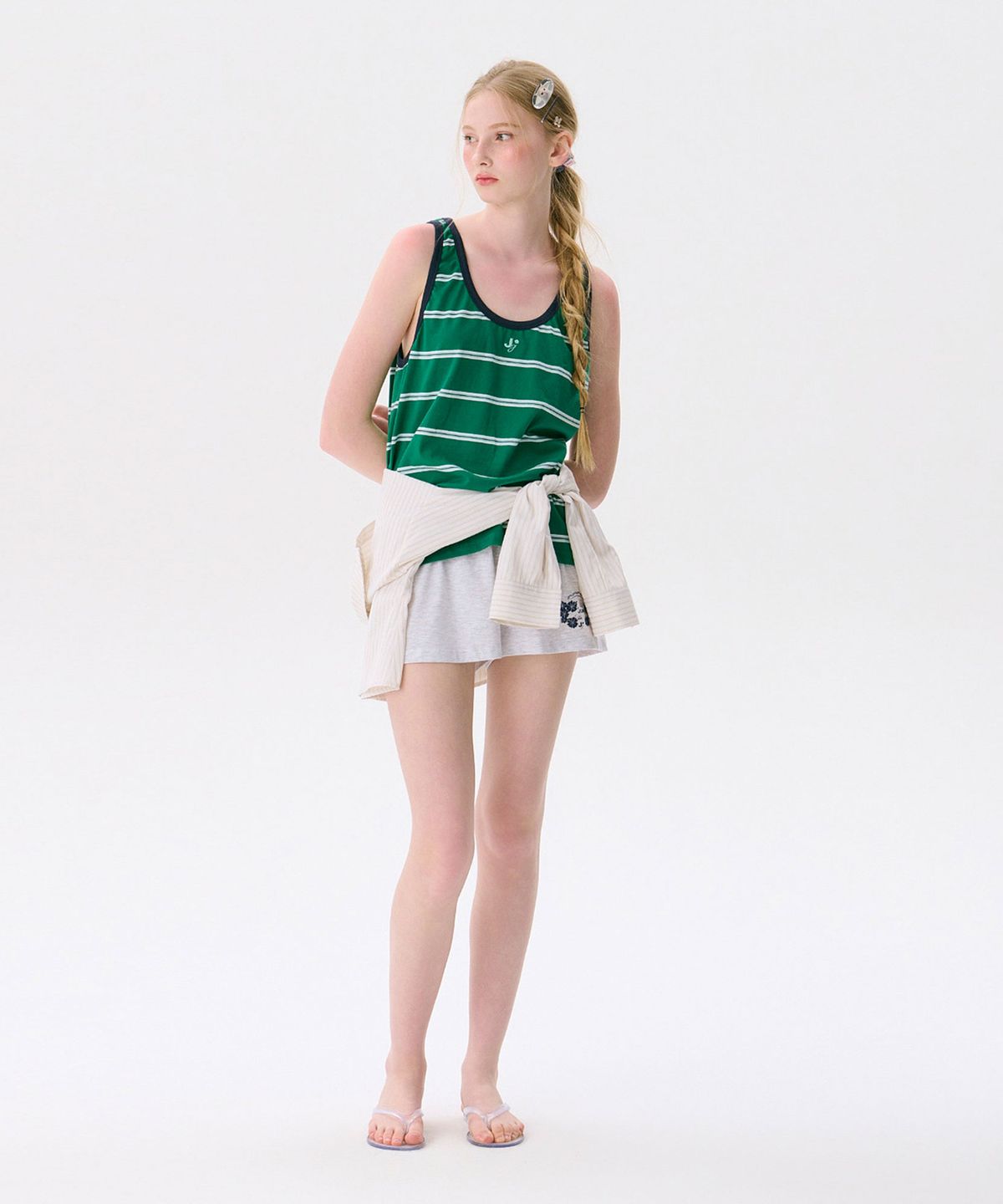 준준스페이스(JUNEJUNE SPACE) Striped Sleeveless Top_Green(스트라이프 민소매 탑_그린)
