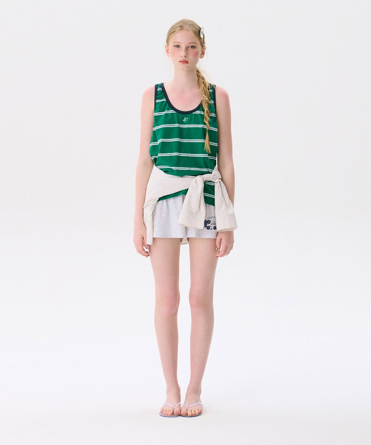 준준스페이스(JUNEJUNE SPACE) Striped Sleeveless Top_Green(스트라이프 민소매 탑_그린)