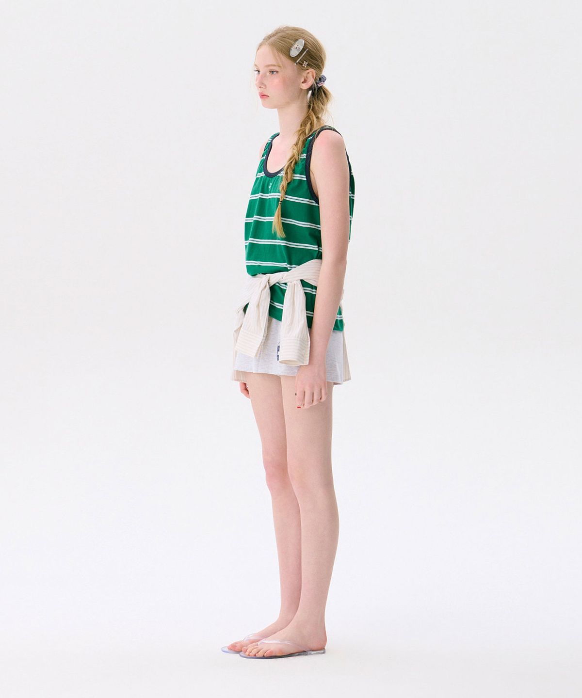 준준스페이스(JUNEJUNE SPACE) Striped Sleeveless Top_Green(스트라이프 민소매 탑_그린)