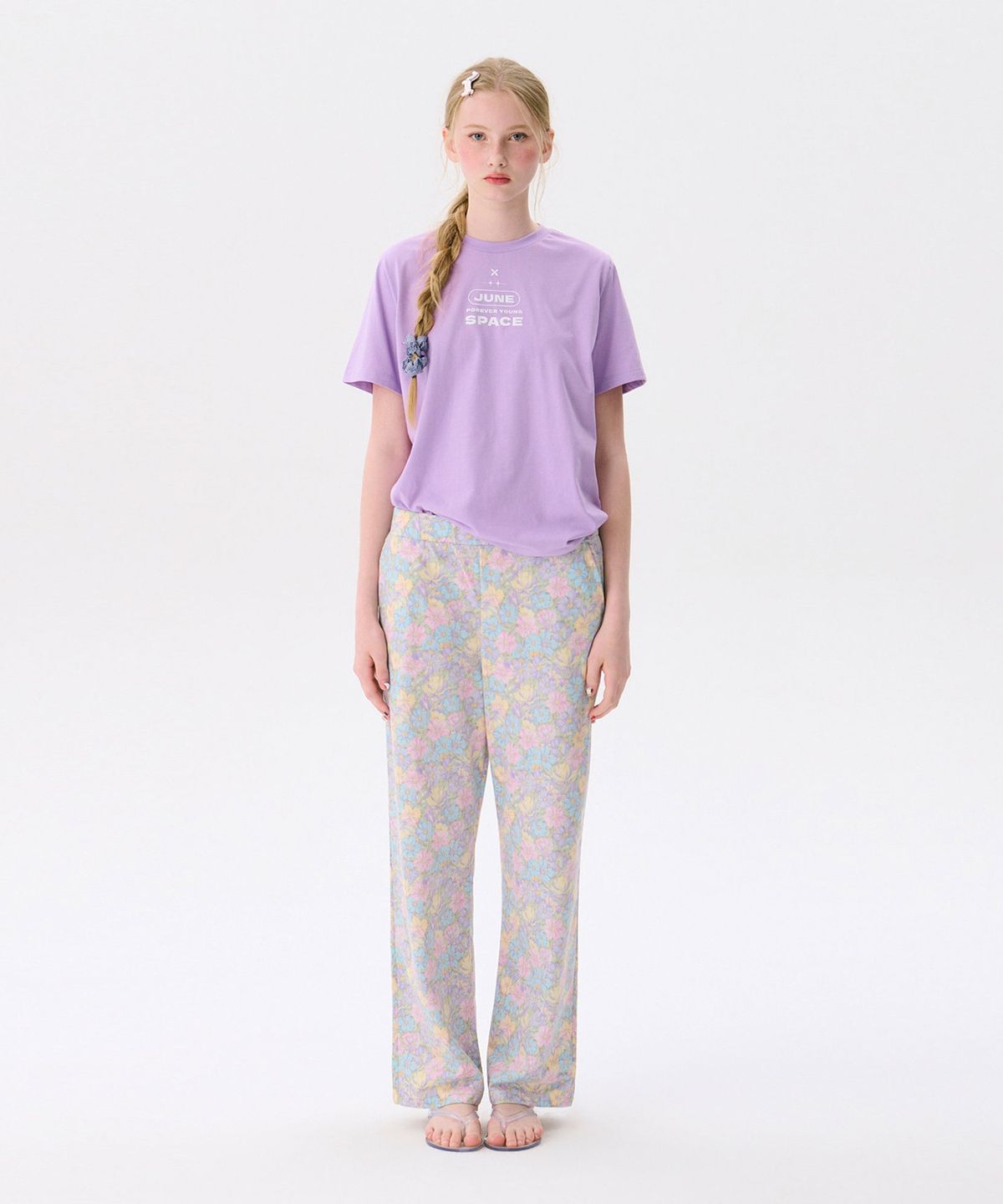 준준스페이스(JUNEJUNE SPACE) 26 Flower Banding Pants_Purple(26 플라워 밴딩 팬츠_퍼플)