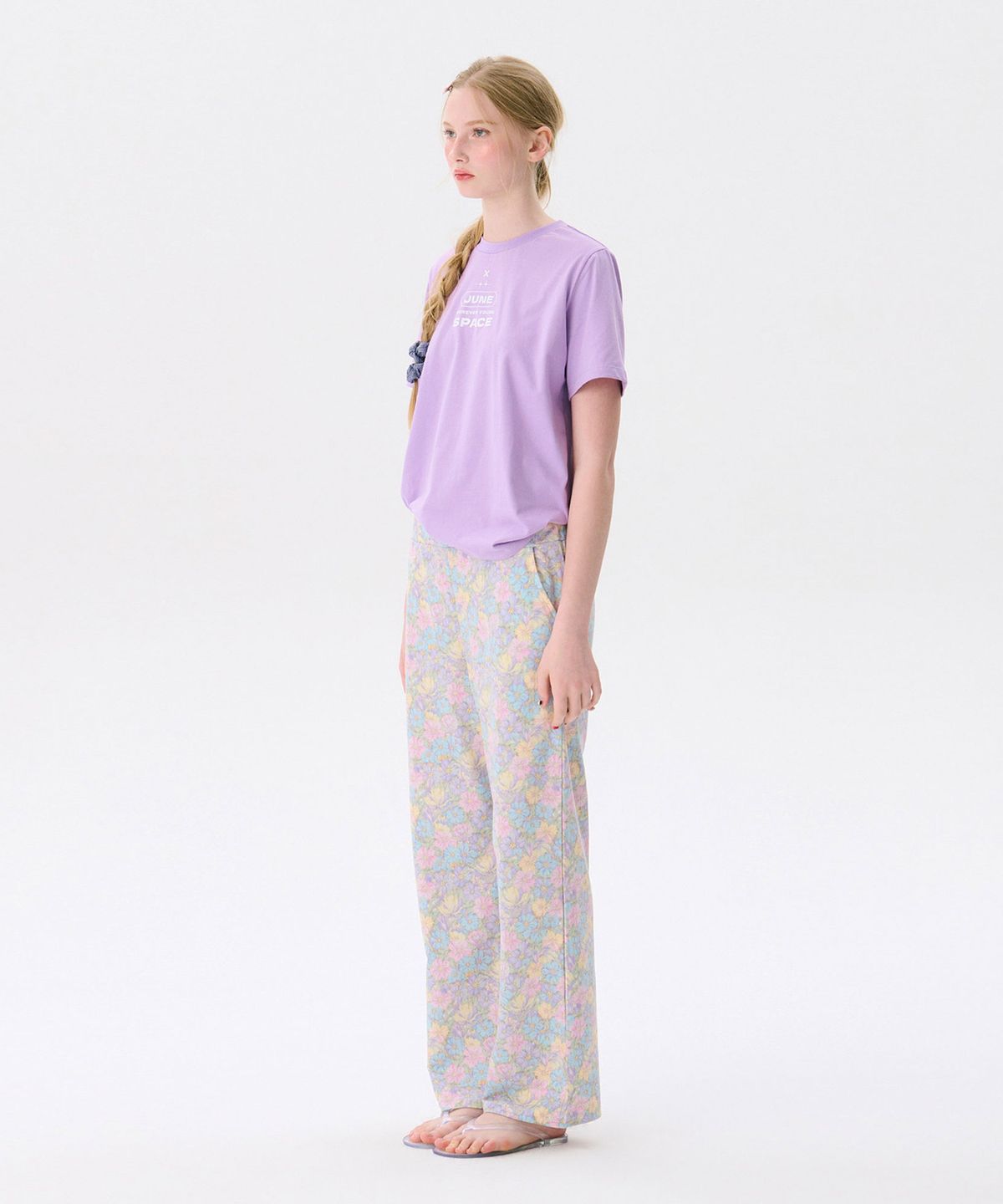 준준스페이스(JUNEJUNE SPACE) 26 Flower Banding Pants_Purple(26 플라워 밴딩 팬츠_퍼플)