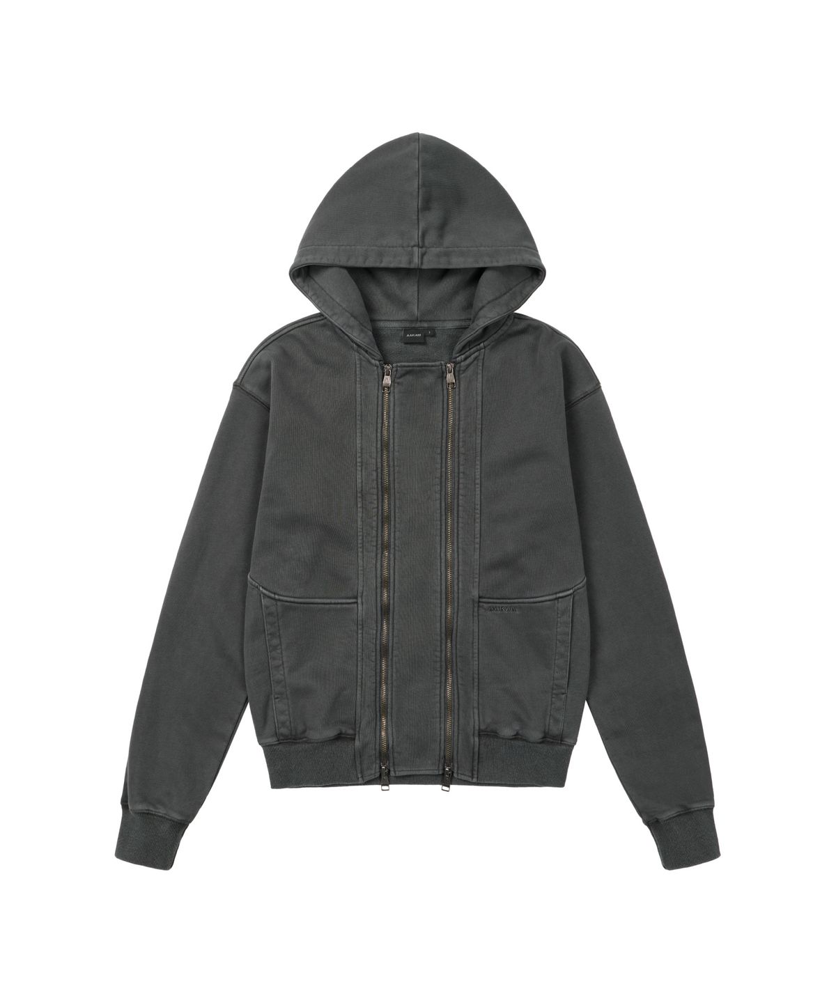 아캄(AAKAM) Double Zippered Zip-Up Hoodie (Dark Gray)