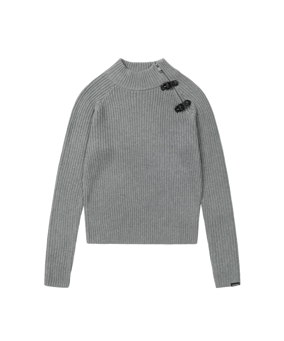 아캄(AAKAM) Slant Zipper Belted Knit (Gray)