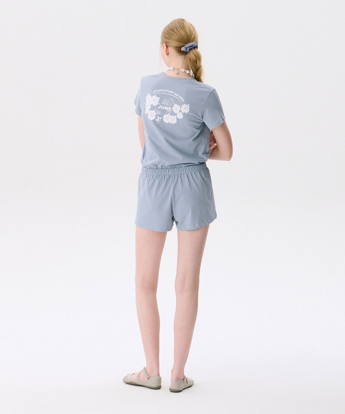 준준스페이스(JUNEJUNE SPACE) Hawaiian Print Shorts_Dark Blue(하와이안 프린트 반바지_진한 파란색)