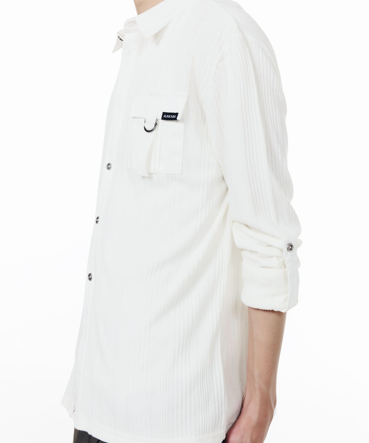 아캄(AAKAM) Roll-Up Pocket Long Shirts (White)