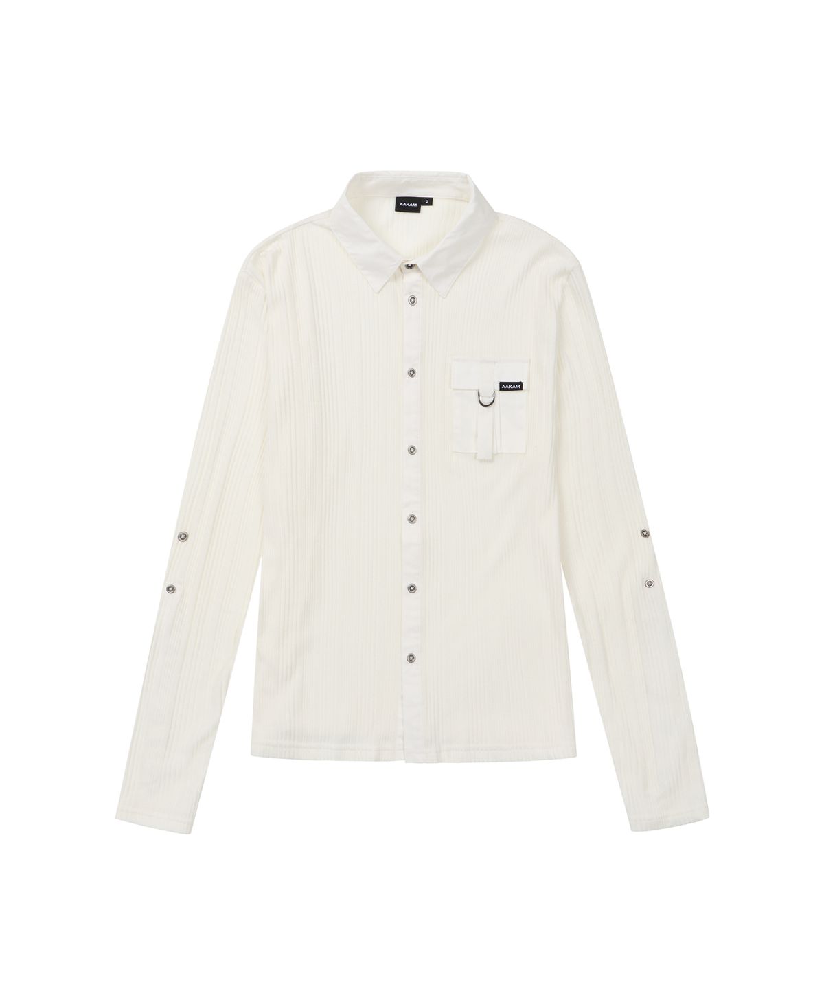아캄(AAKAM) Roll-Up Pocket Long Shirts (White)