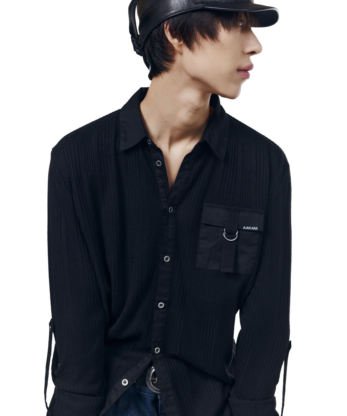 아캄(AAKAM) Roll-Up Pocket Long Shirts (Black)