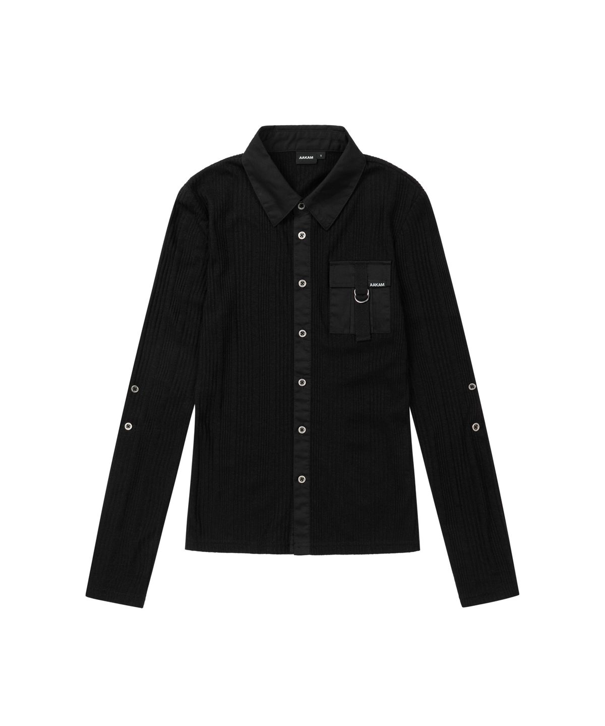 아캄(AAKAM) Roll-Up Pocket Long Shirts (Black)
