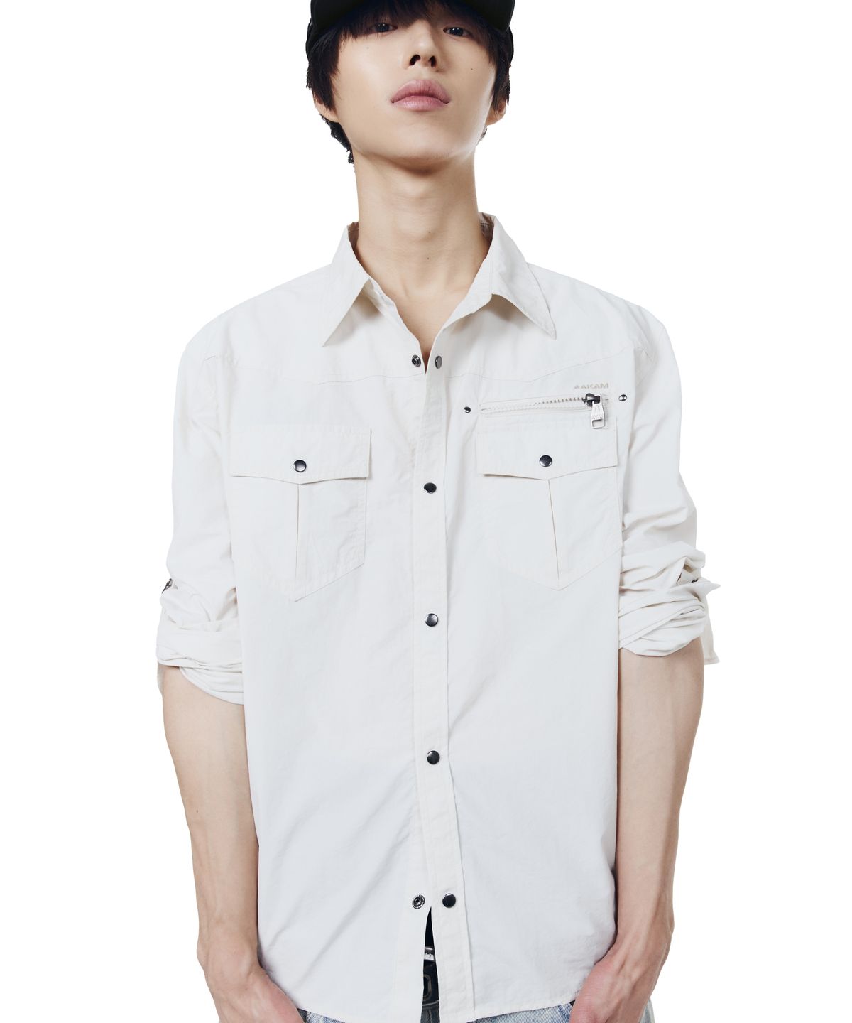 아캄(AAKAM) Roll-Up Nylon Safari Shirts (Light Beige)