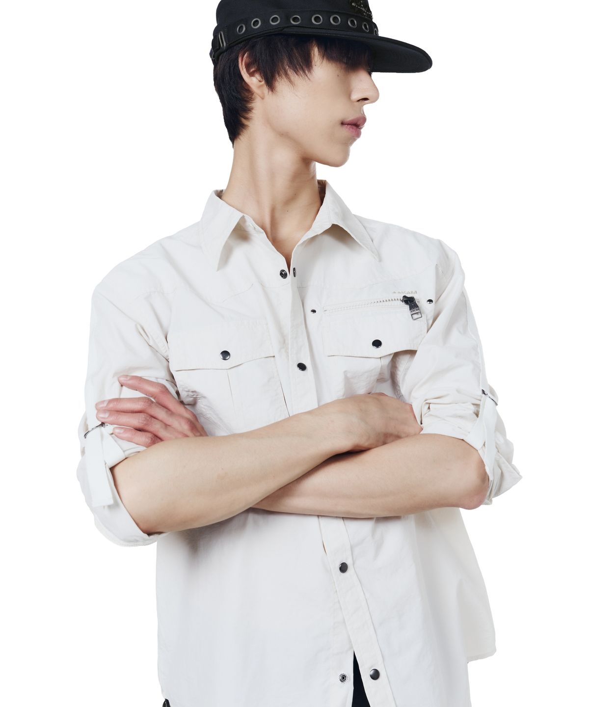 아캄(AAKAM) Roll-Up Nylon Safari Shirts (Light Beige)