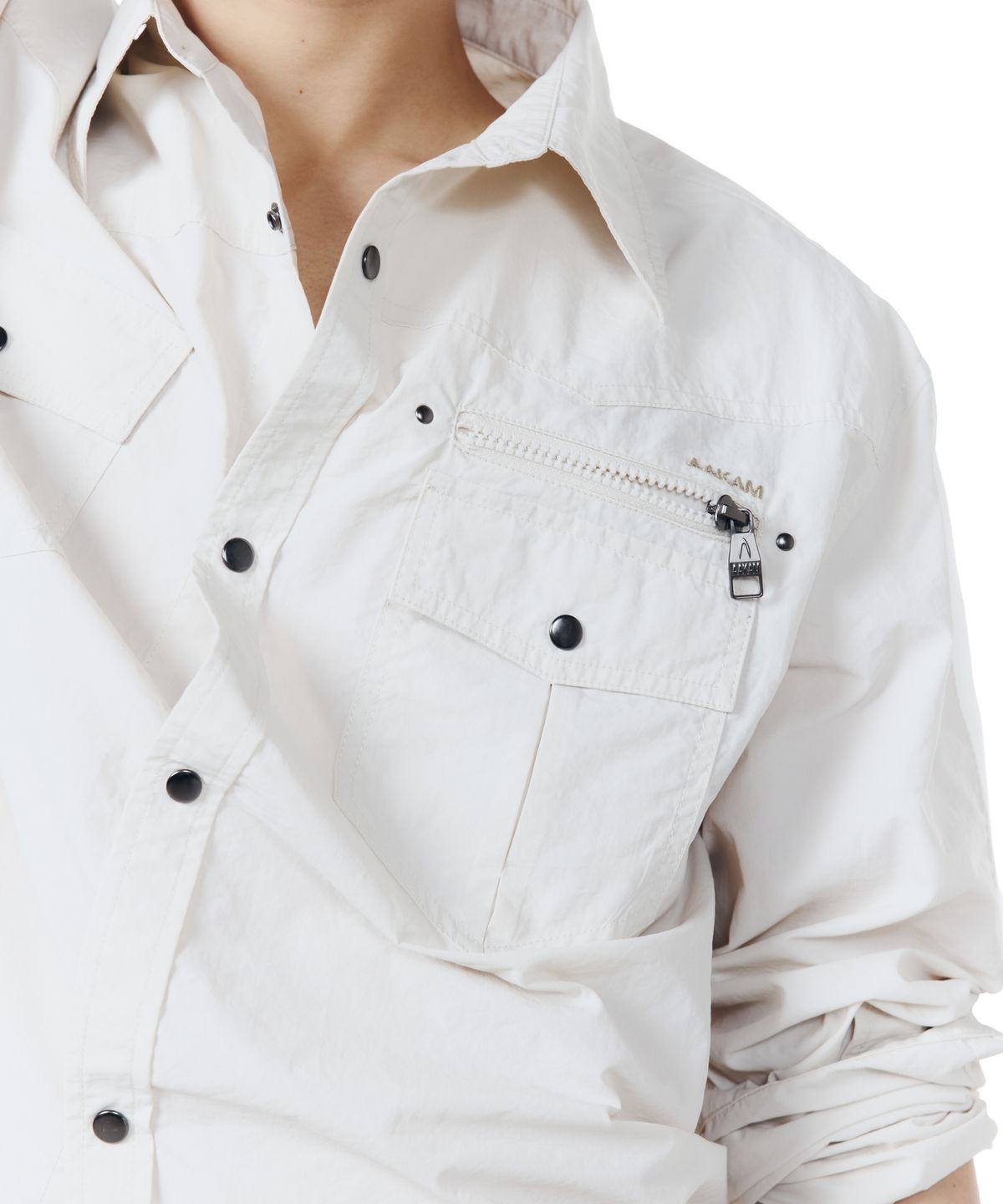 아캄(AAKAM) Roll-Up Nylon Safari Shirts (Light Beige)