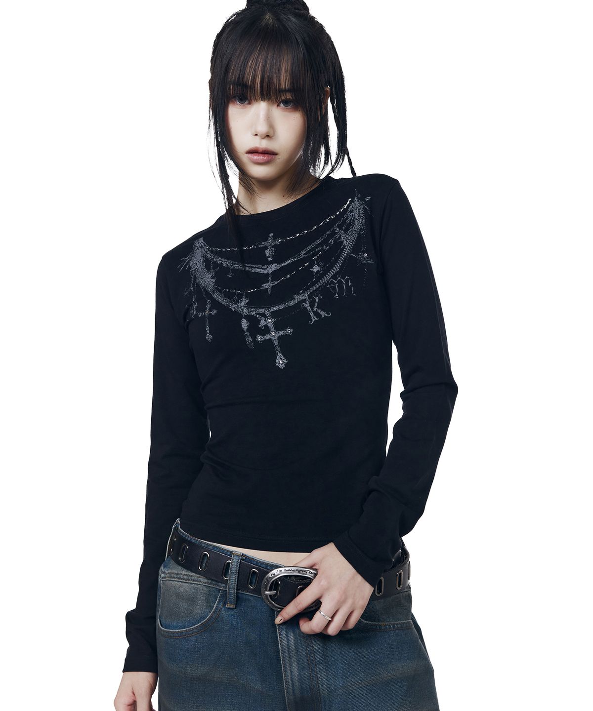 아캄(AAKAM) Gothic Chain Printed Long Sleeve (Black)