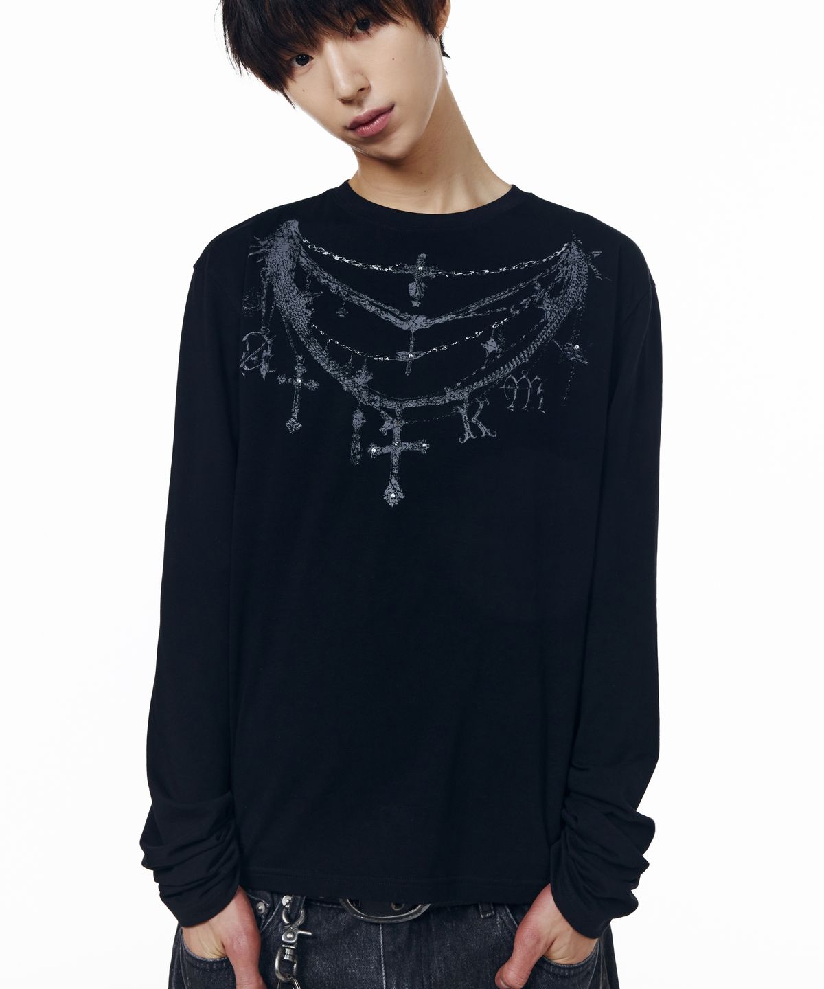 아캄(AAKAM) Gothic Chain Printed Long Sleeve (Black)
