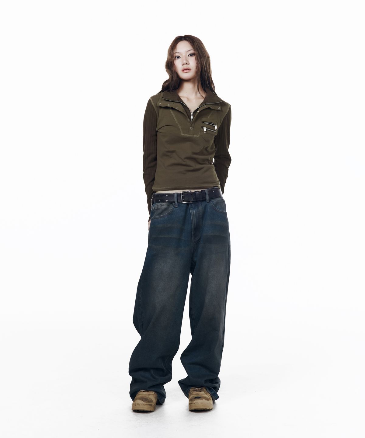 아캄(AAKAM) Double High Neck Long Sleeve (Brown)