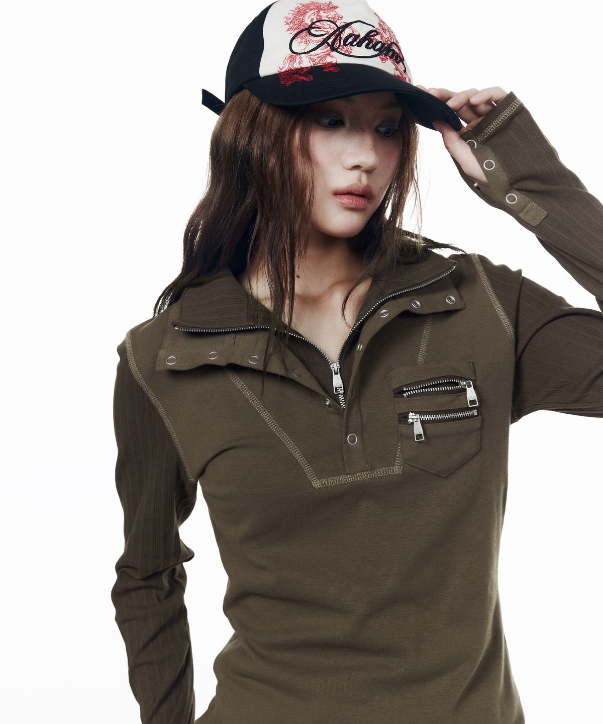 아캄(AAKAM) Double High Neck Long Sleeve (Brown)