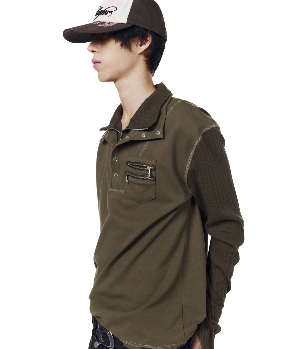 아캄(AAKAM) Double High Neck Long Sleeve (Brown)