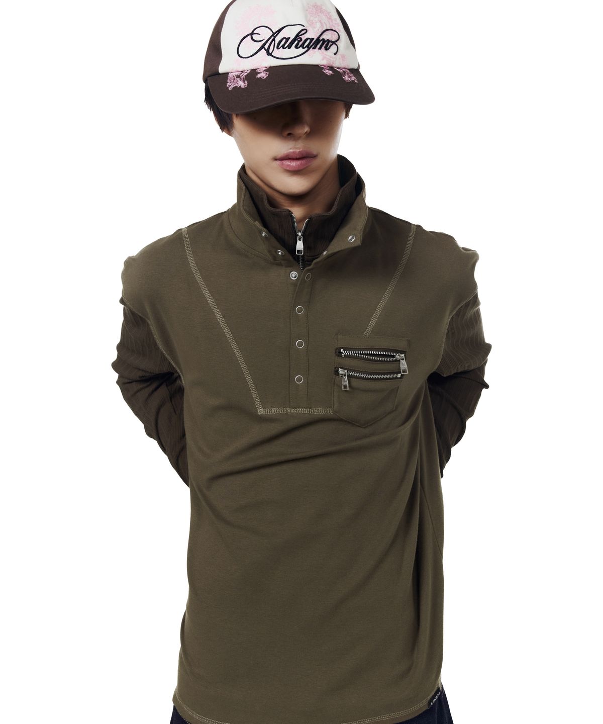 아캄(AAKAM) Double High Neck Long Sleeve (Brown)