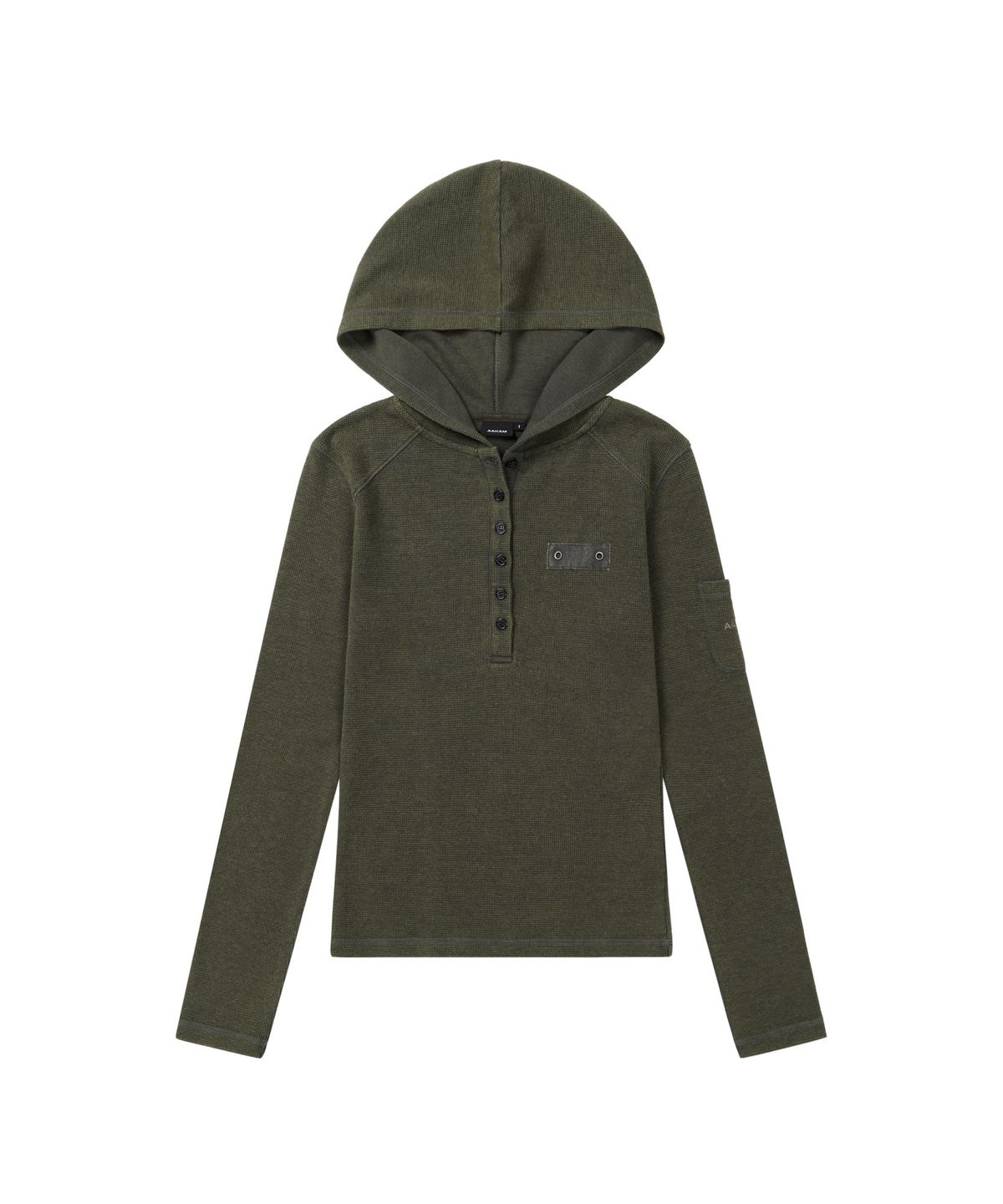 아캄(AAKAM) Bleach Washed Hooded Long Sleeve (Olive)