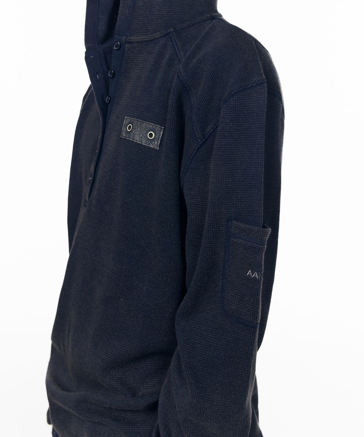 아캄(AAKAM) Bleach Washed Hooded Long Sleeve (Navy)