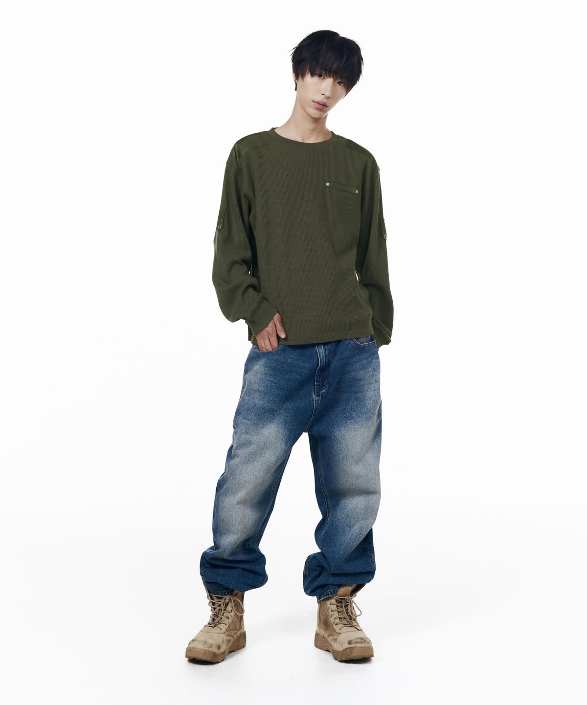 아캄(AAKAM) Waffle Aviator Long Sleeve (Khaki)