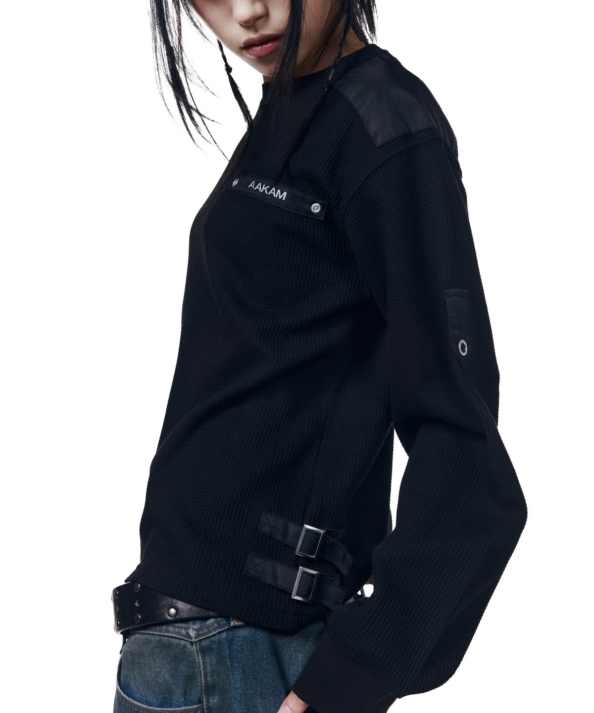 아캄(AAKAM) Waffle Aviator Long Sleeve (Black)
