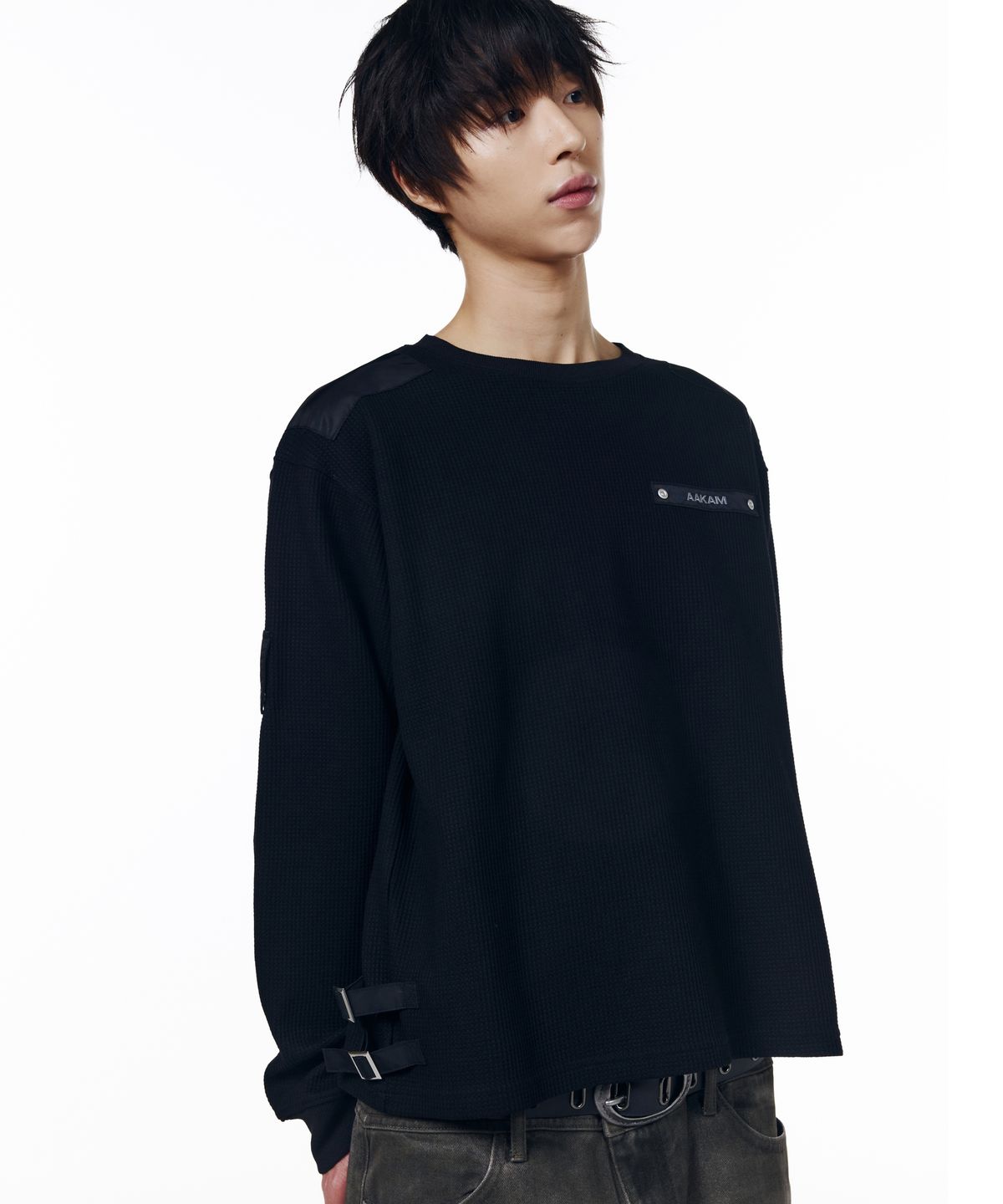 아캄(AAKAM) Waffle Aviator Long Sleeve (Black)
