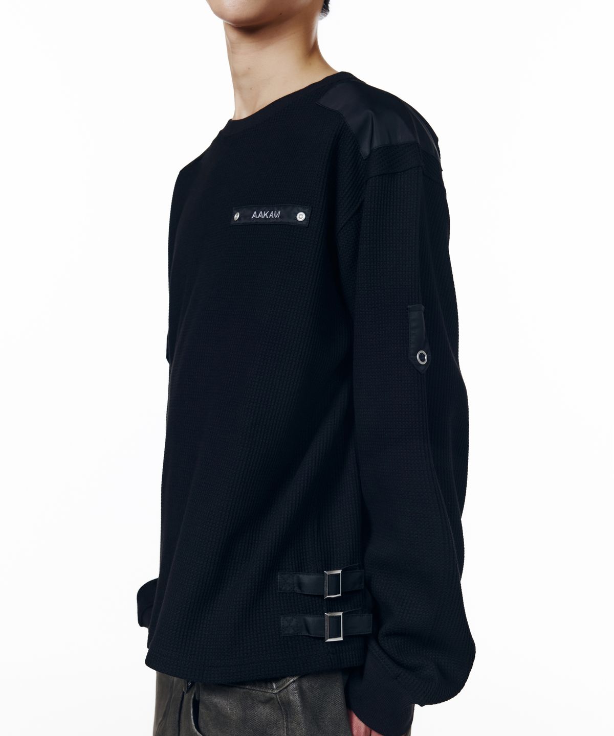 아캄(AAKAM) Waffle Aviator Long Sleeve (Black)