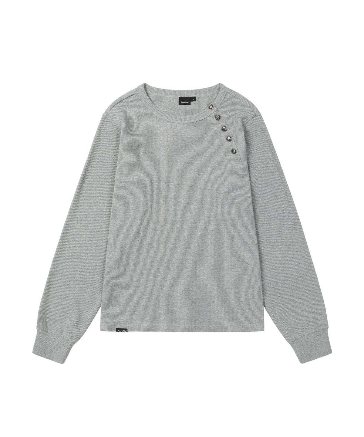 아캄(AAKAM) Slant Henry Neck Long Sleeve (Gray)