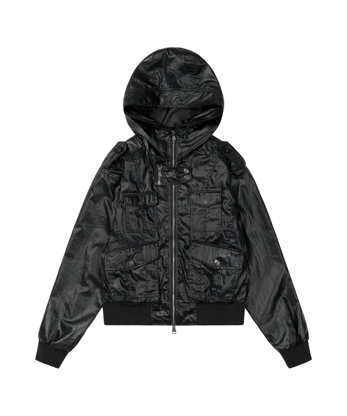 아캄(AAKAM) Coated Pocket Hooded Jacket (Black)